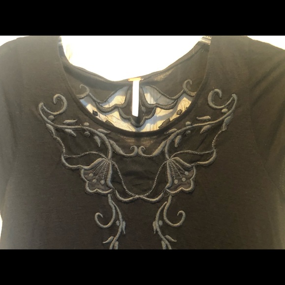 Free People Black Lace Cutout Top XS - Picture 3 of 7